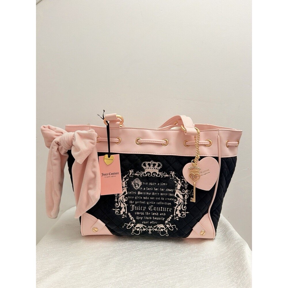 Juicy Couture Juicy Tale Quilted Velvet Daydreamer Tote Bag Liquorice NWT